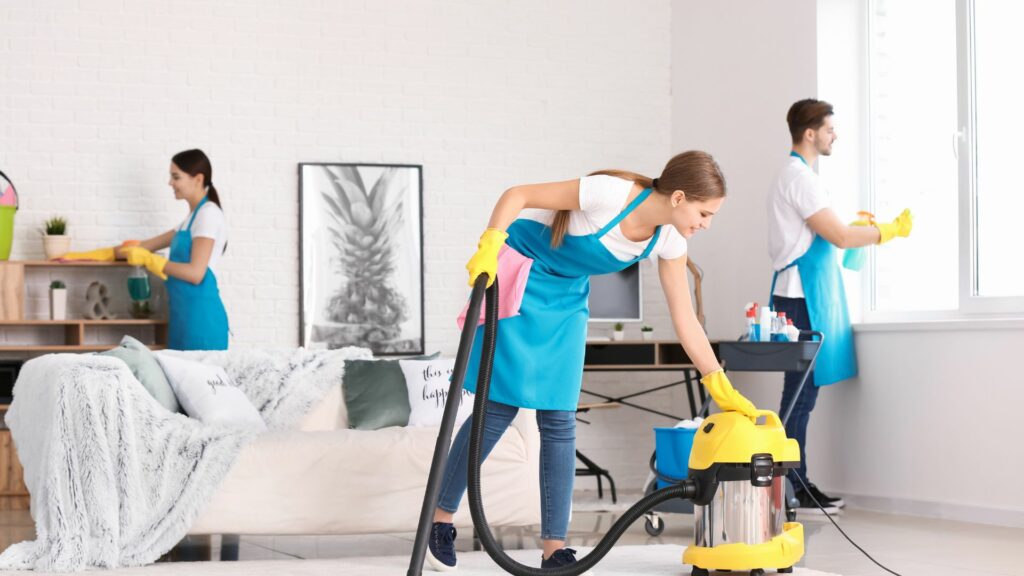 Team cleaning a house